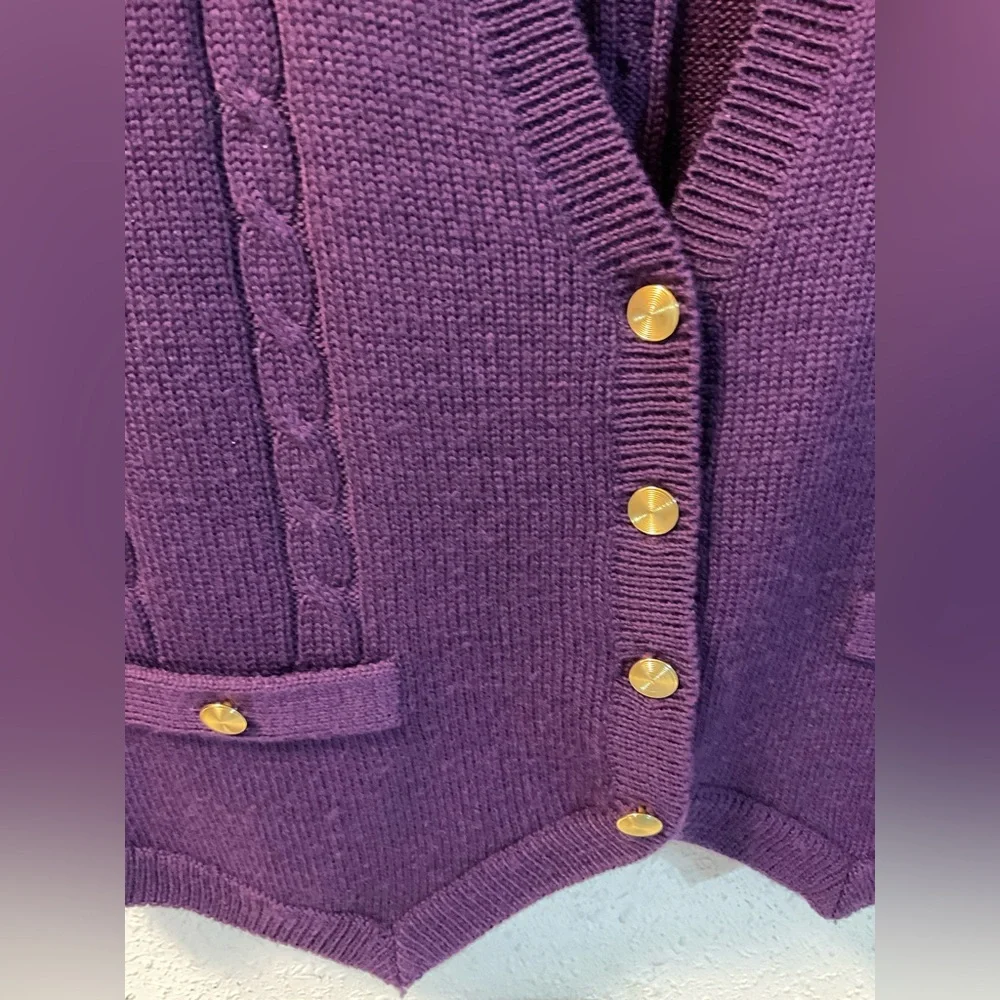 Vintage Wool Blend Knit Sweater Vest V-neck Button Front - Picture 3 of 4